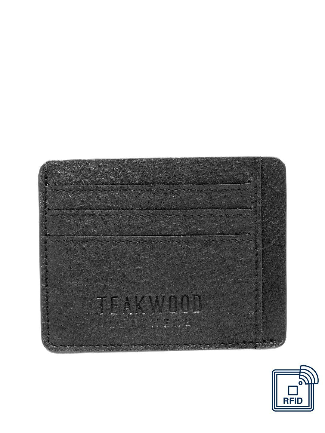 teakwood leathers men black solid card holder