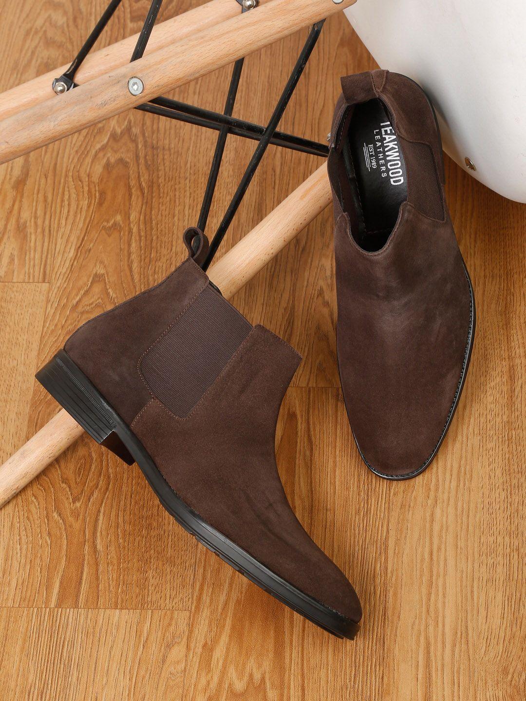 teakwood leathers men block-heeled chelsea boots