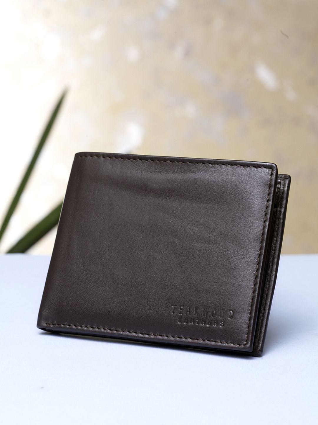 teakwood leathers men brown solid genuine leather bi fold rfid two fold wallet