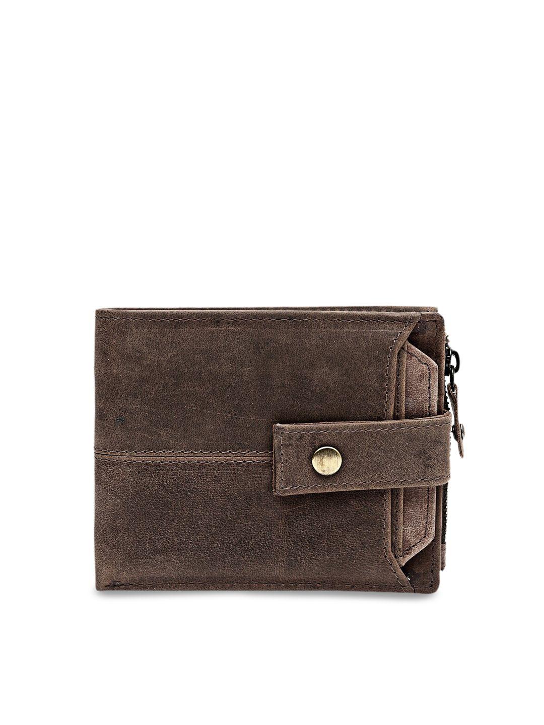 teakwood leathers men brown solid zip around wallet