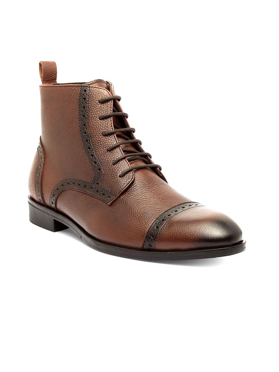 teakwood leathers men brown textured leather boots