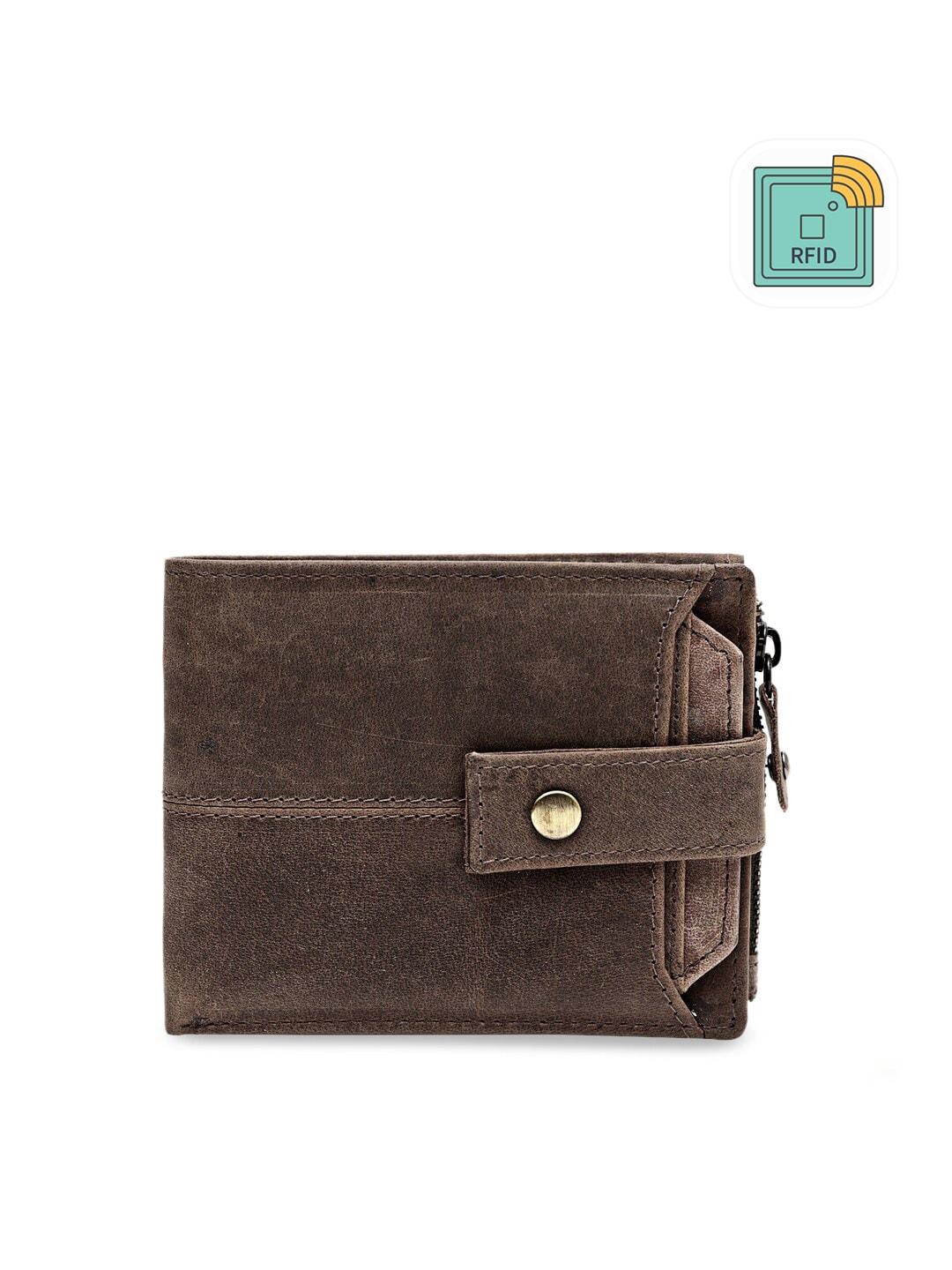 teakwood leathers men brown textured two fold wallet
