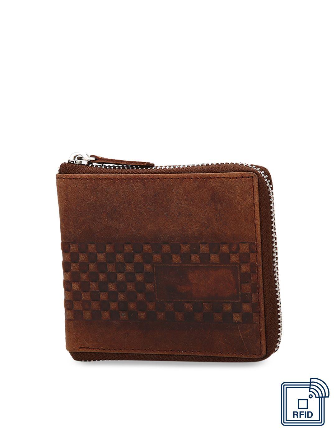 teakwood leathers men brown textured zip around wallet