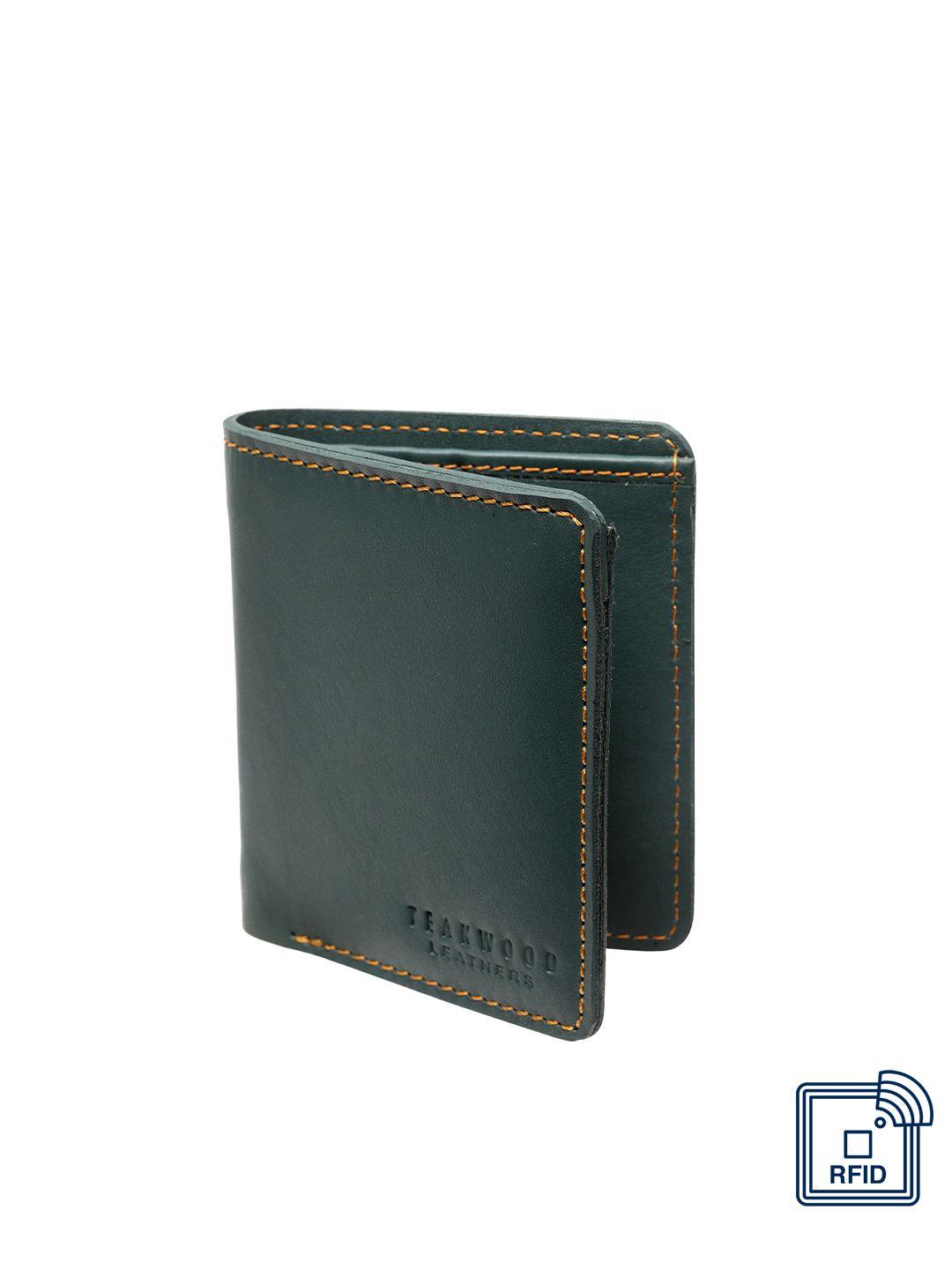 teakwood leathers men green solid leather two fold wallet
