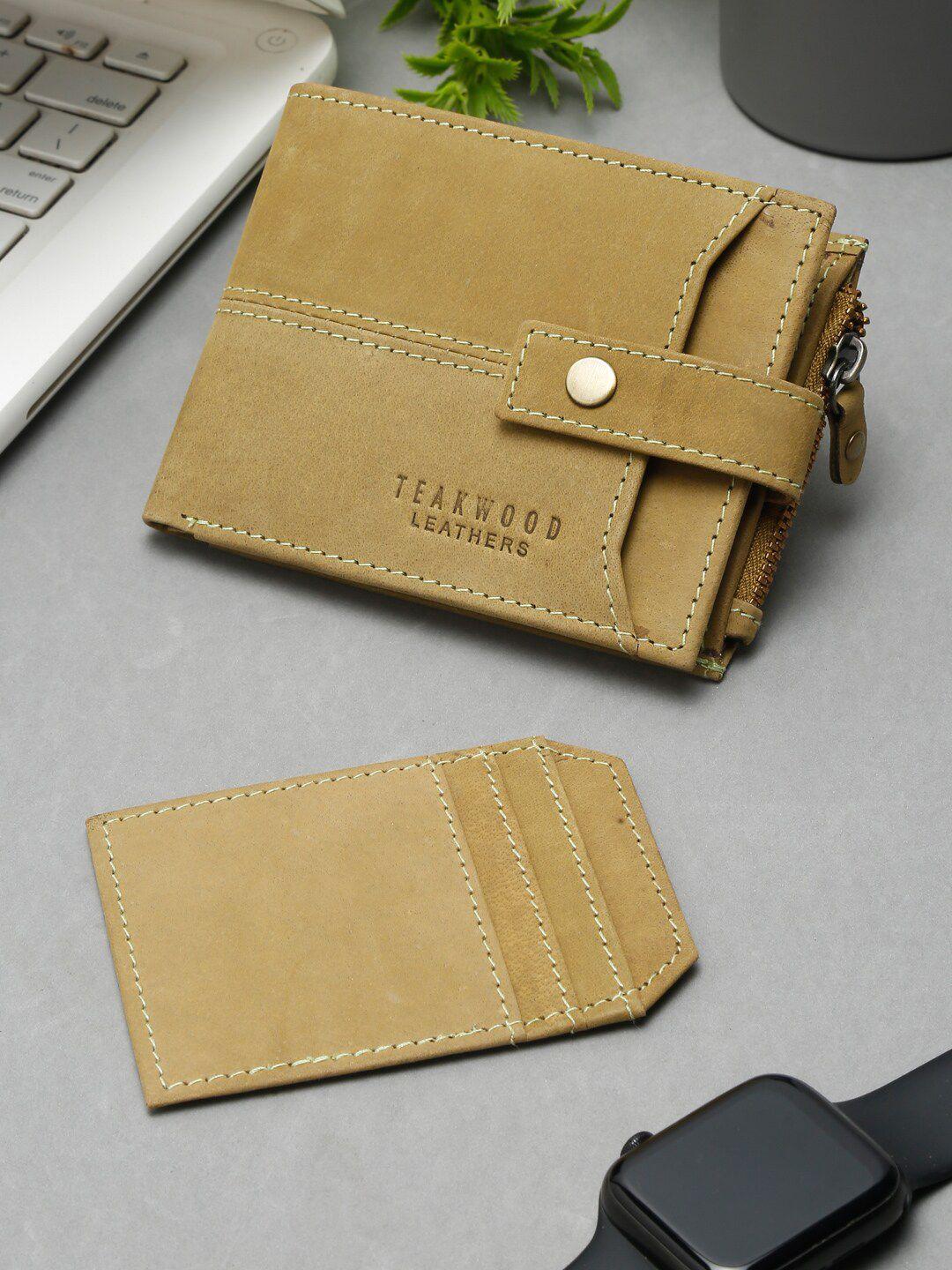 teakwood leathers men leather rfid two fold wallet