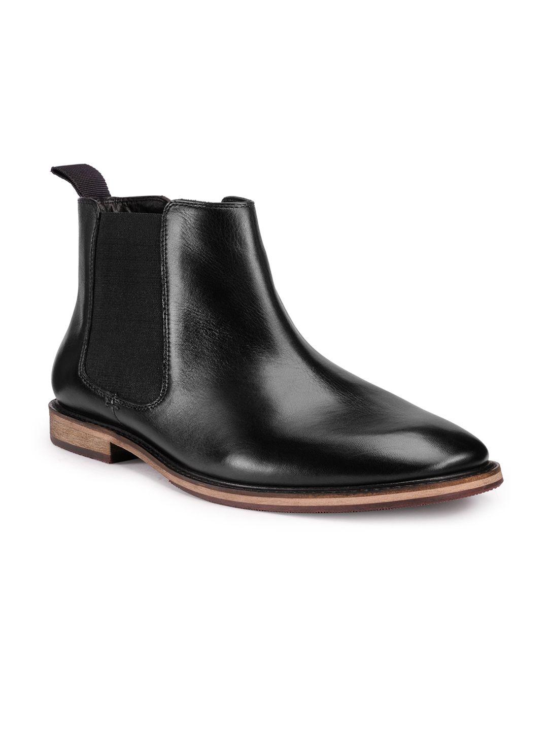 teakwood leathers men mid top block heel leather chelsea boots