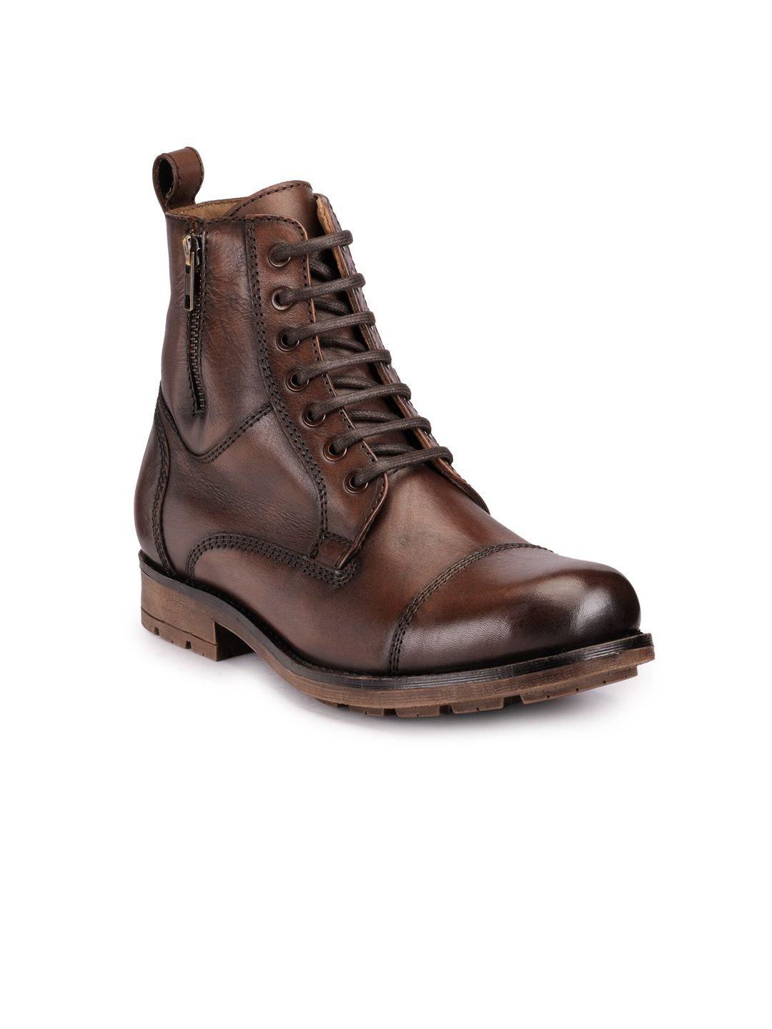 teakwood leathers men mid top block heel leather regular boots
