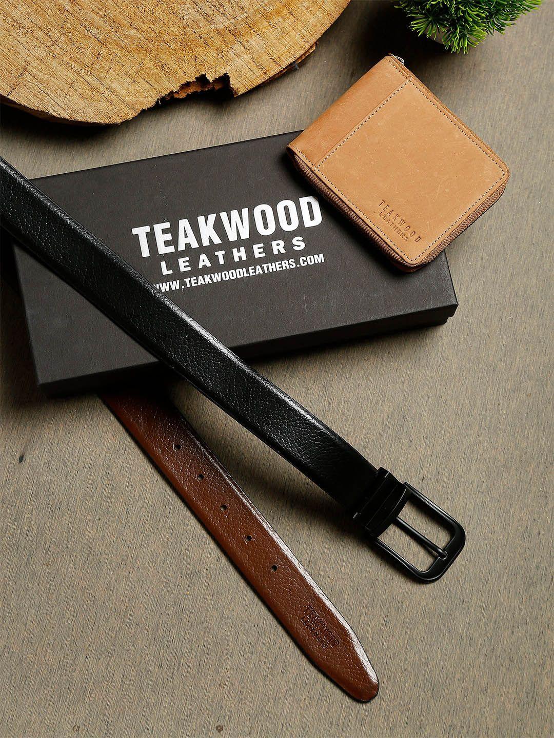 teakwood leathers men tan brown leather accessory gift set