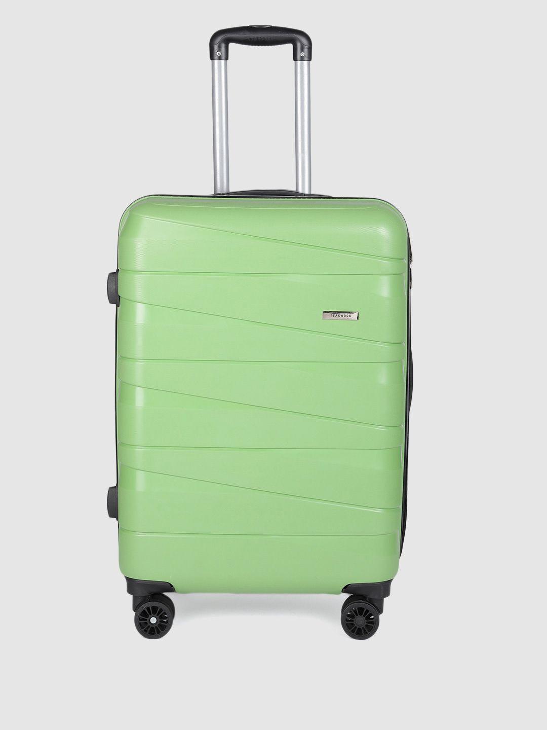 teakwood leathers mint green textured hard-sided medium suitcase trolley bag 66.3 l