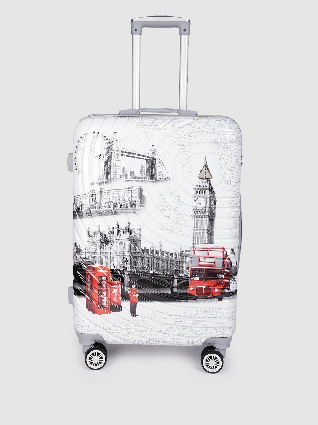 teakwood leathers printed hard-sided 360-degree rotation medium trolley bag-67 cm
