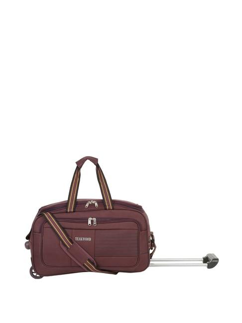 teakwood leathers purple solid soft cabin trolley bag - 46 cm