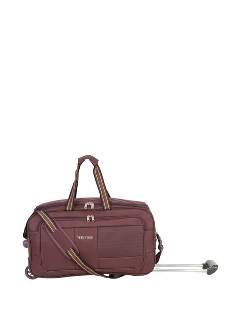 teakwood leathers purple solid soft medium trolley bag - 56 cm