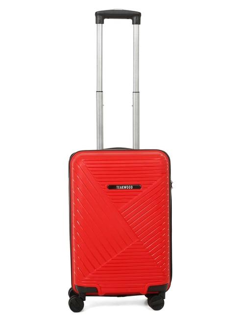 teakwood leathers red hard case cabin trolley bag - 45ltrs