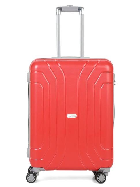 teakwood leathers red hard case medium trolley bag - 54.6ltrs