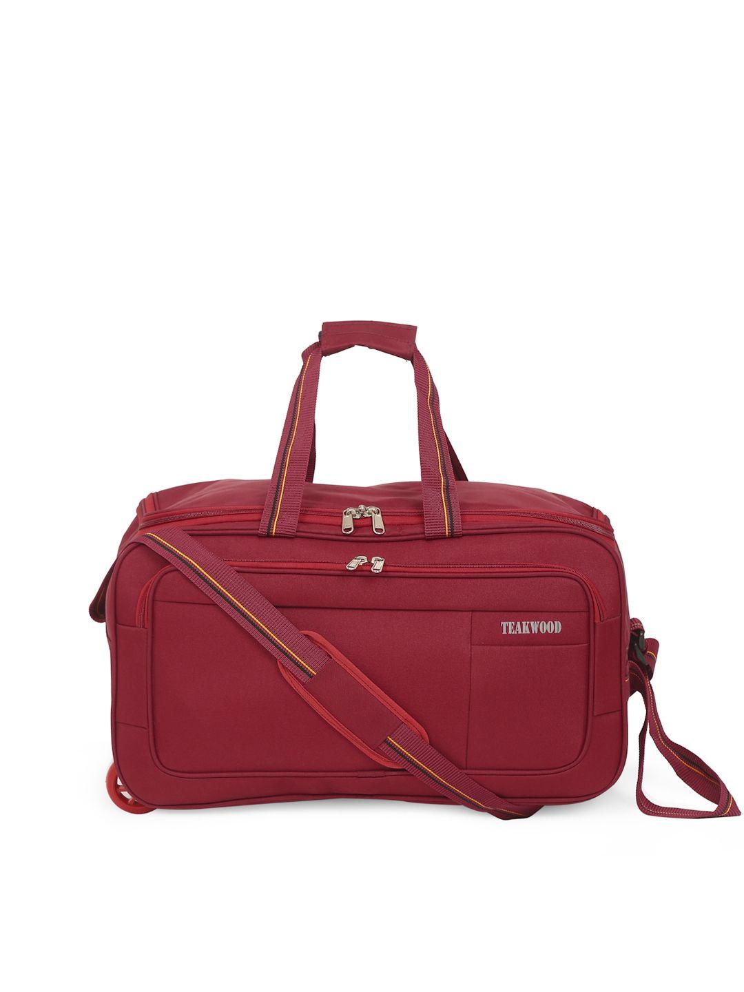 teakwood leathers red solid soft sided cabin duffle bag