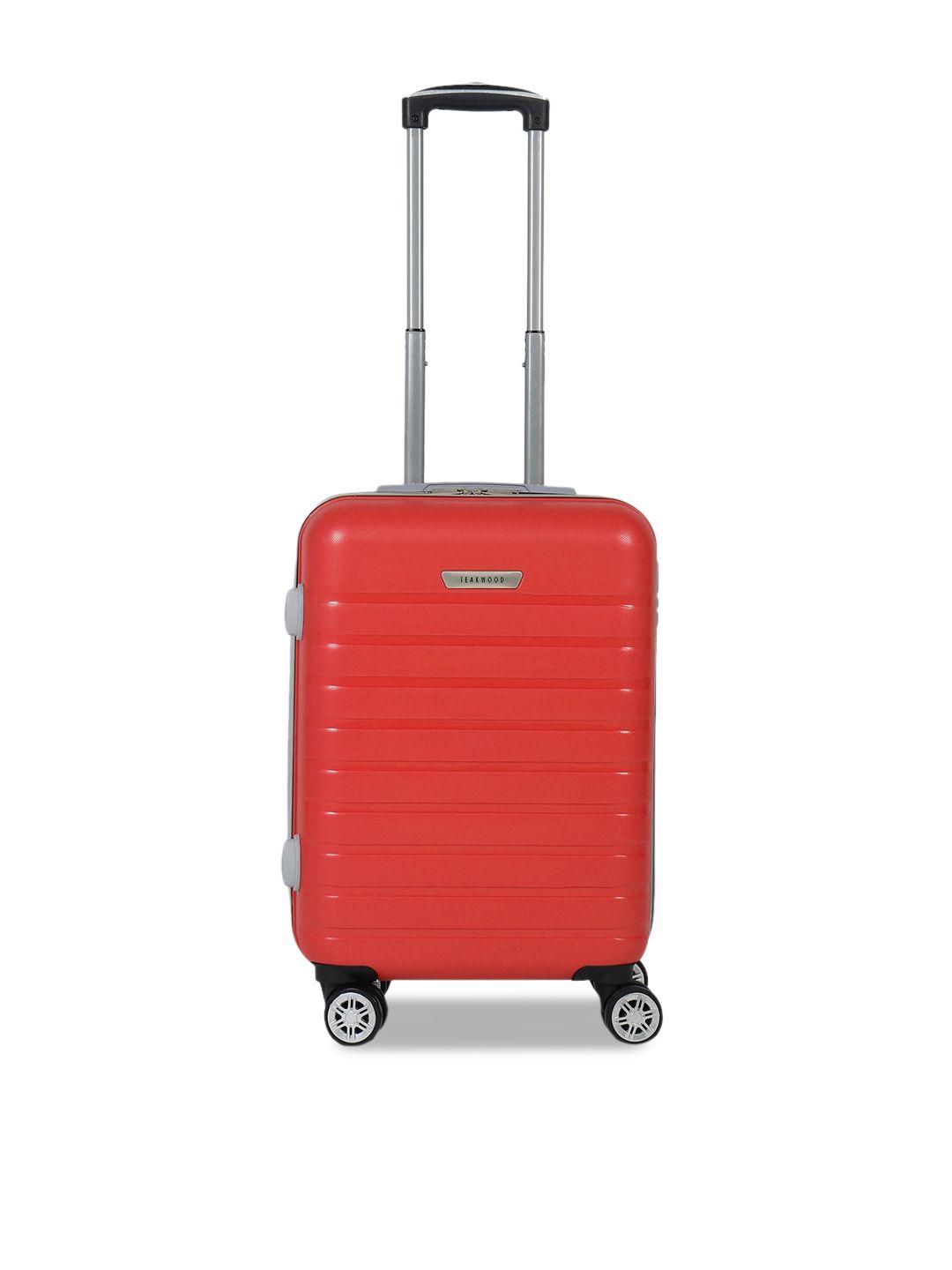 teakwood leathers red textured hard-sided cabin trolley suitcase