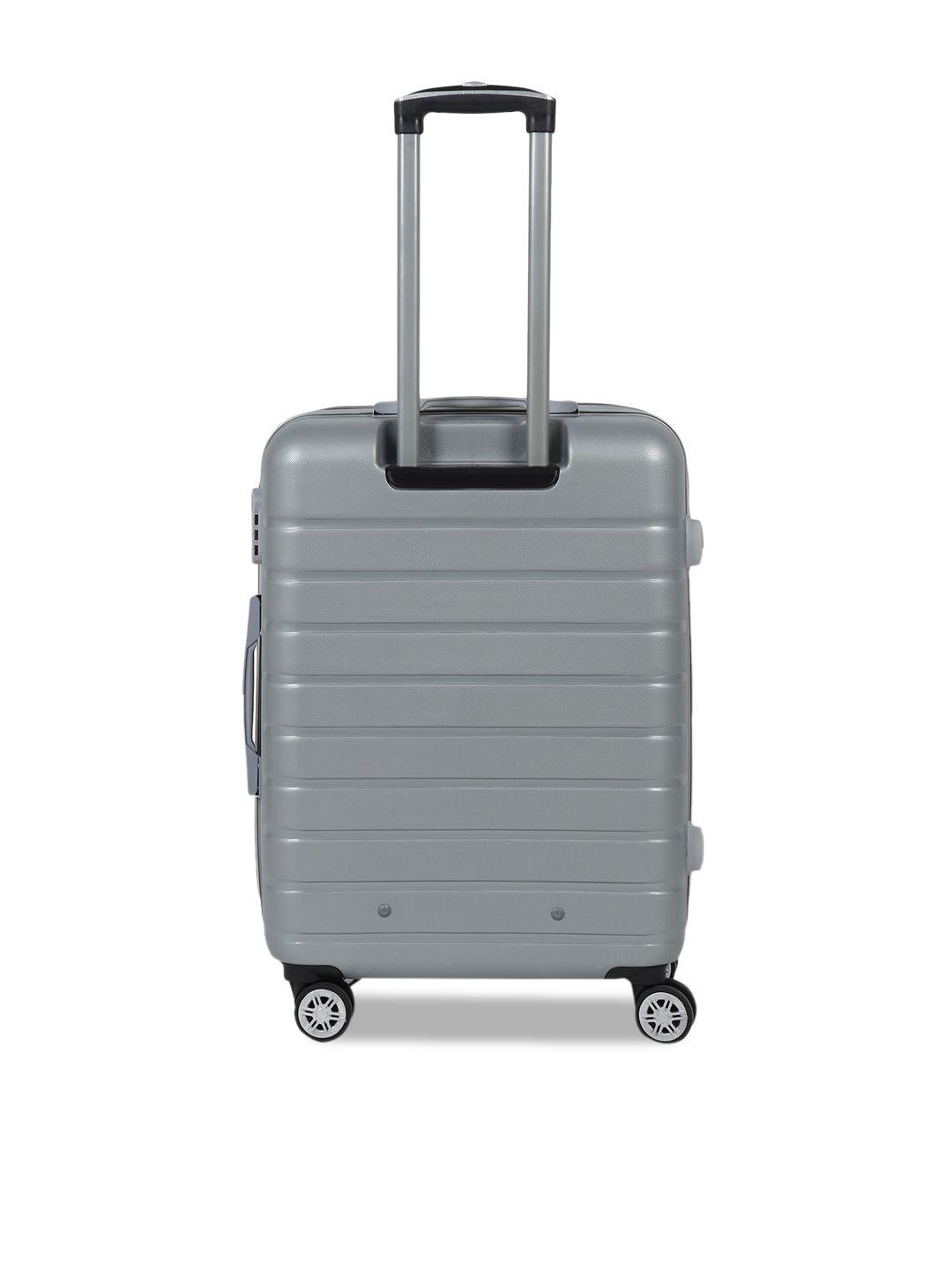 teakwood leathers silver-toned textured hard-sided medium trolley suitcase