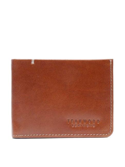 teakwood leathers tan casual leather bi-fold wallet for men