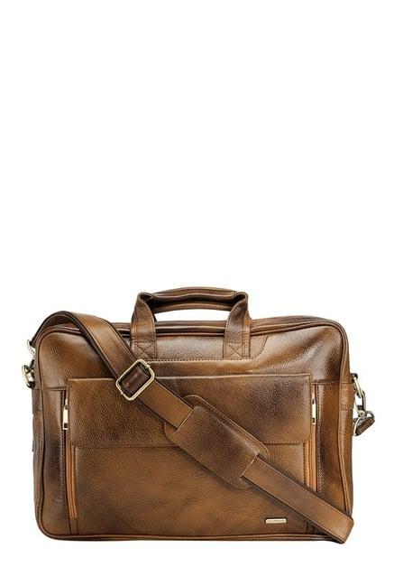 teakwood leathers tan faded leather laptop messenger bag