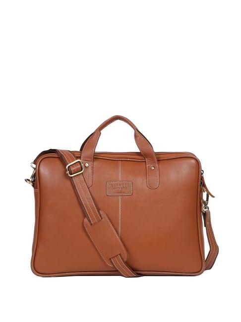 teakwood leathers tan leather medium laptop messenger bag