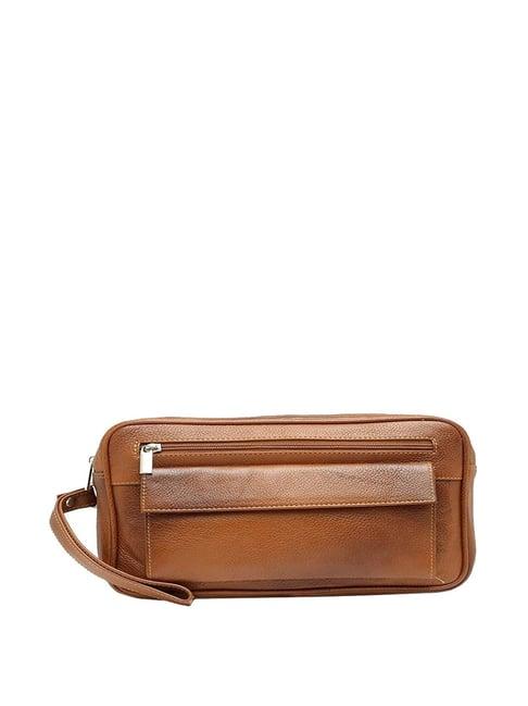 teakwood leathers tan solid small pouch