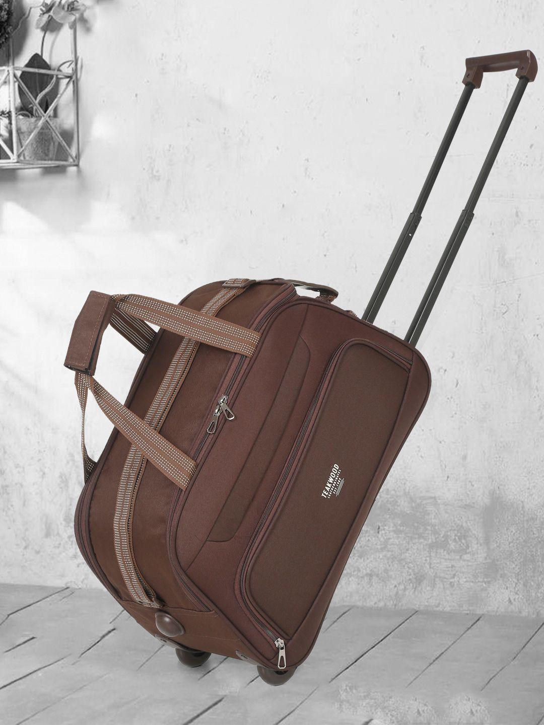 teakwood leathers tear resistant cabin travel duffle trolley bag