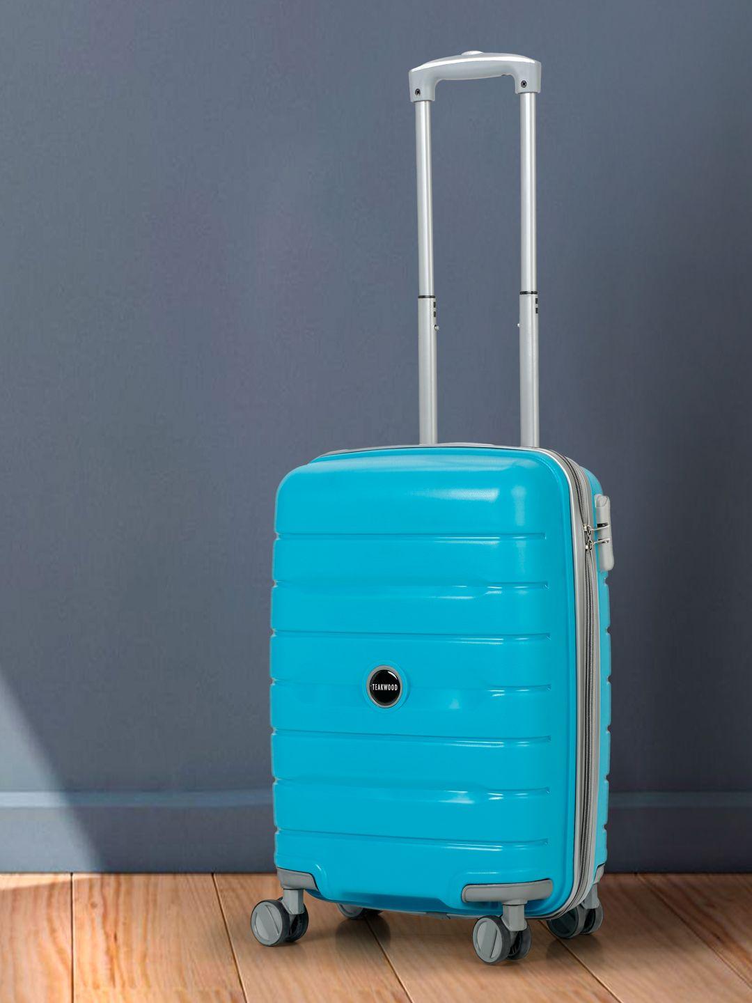 teakwood leathers textured hard-sided cabin trolley suitcase
