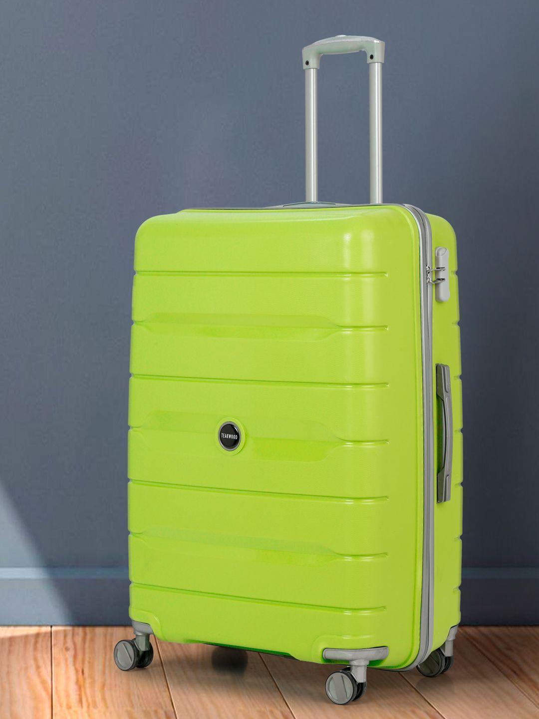 teakwood leathers textured hard-sided large trolley suitcase
