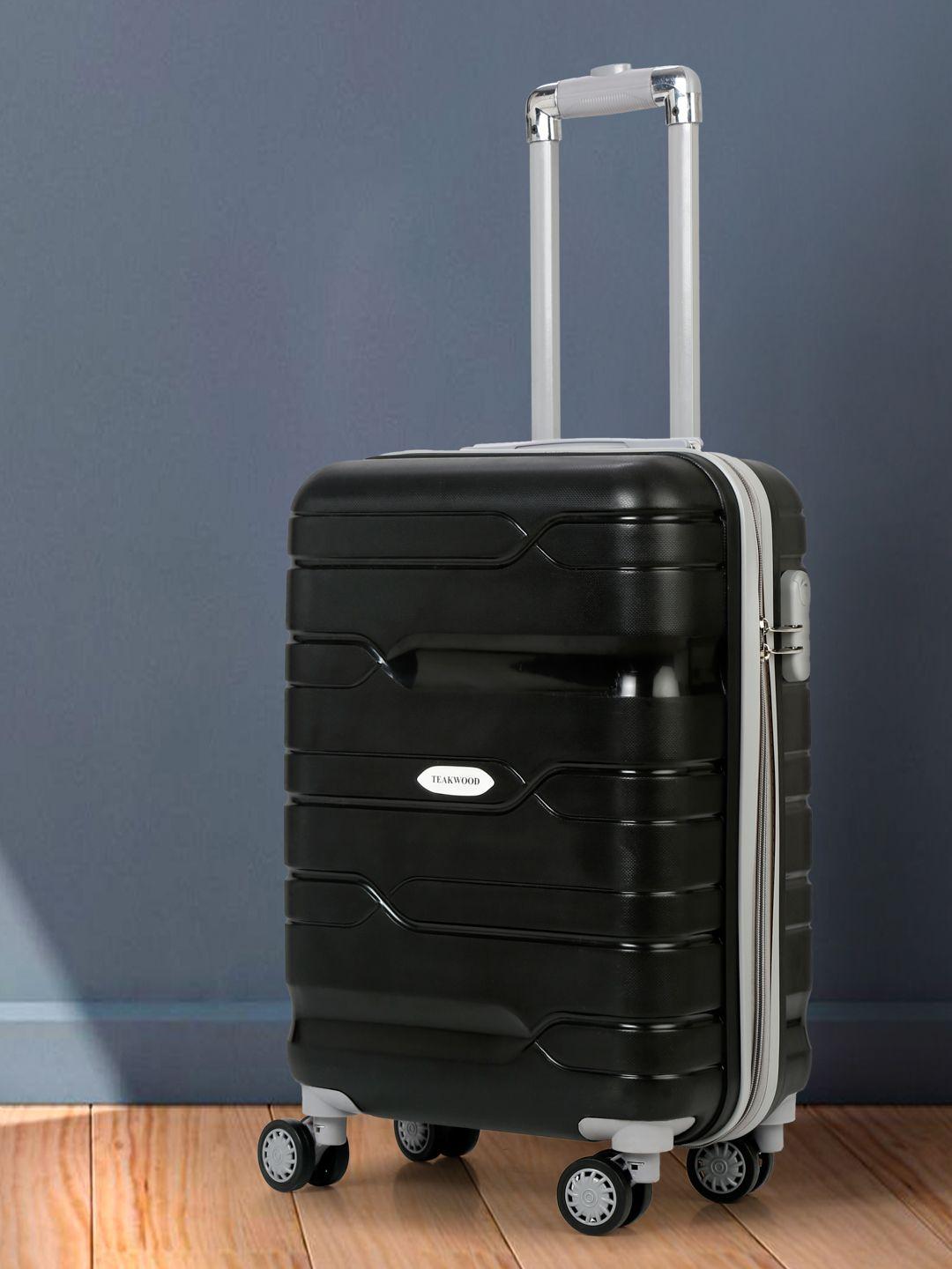 teakwood leathers textured hard-sided medium trolley suitcase