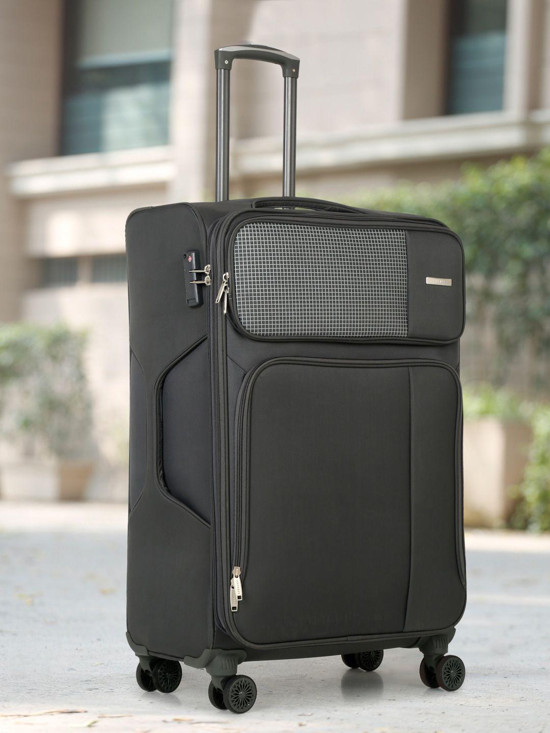 teakwood leathers textured soft-sided large trolley suitcase