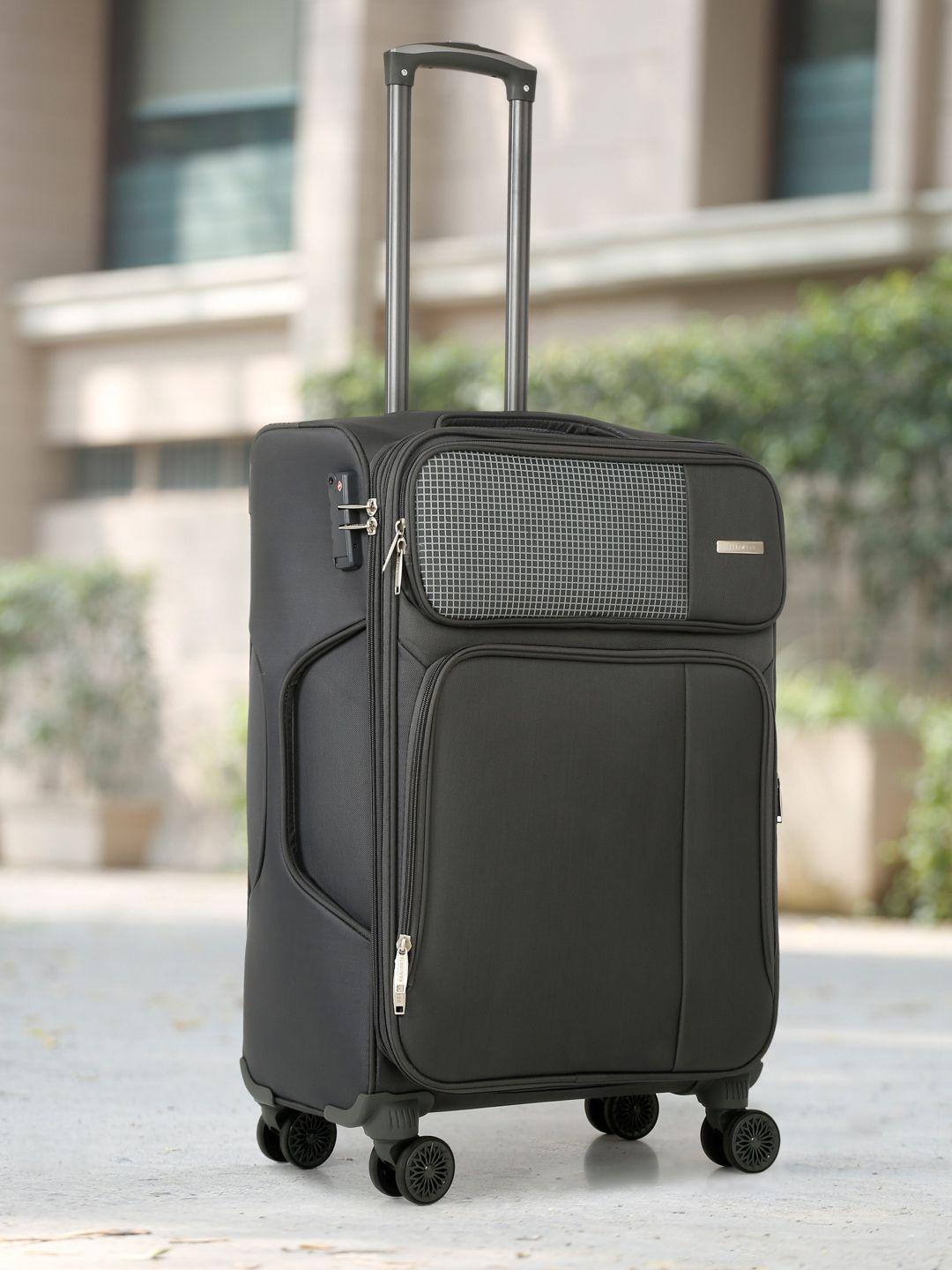 teakwood leathers textured soft-sided medium trolley suitcase