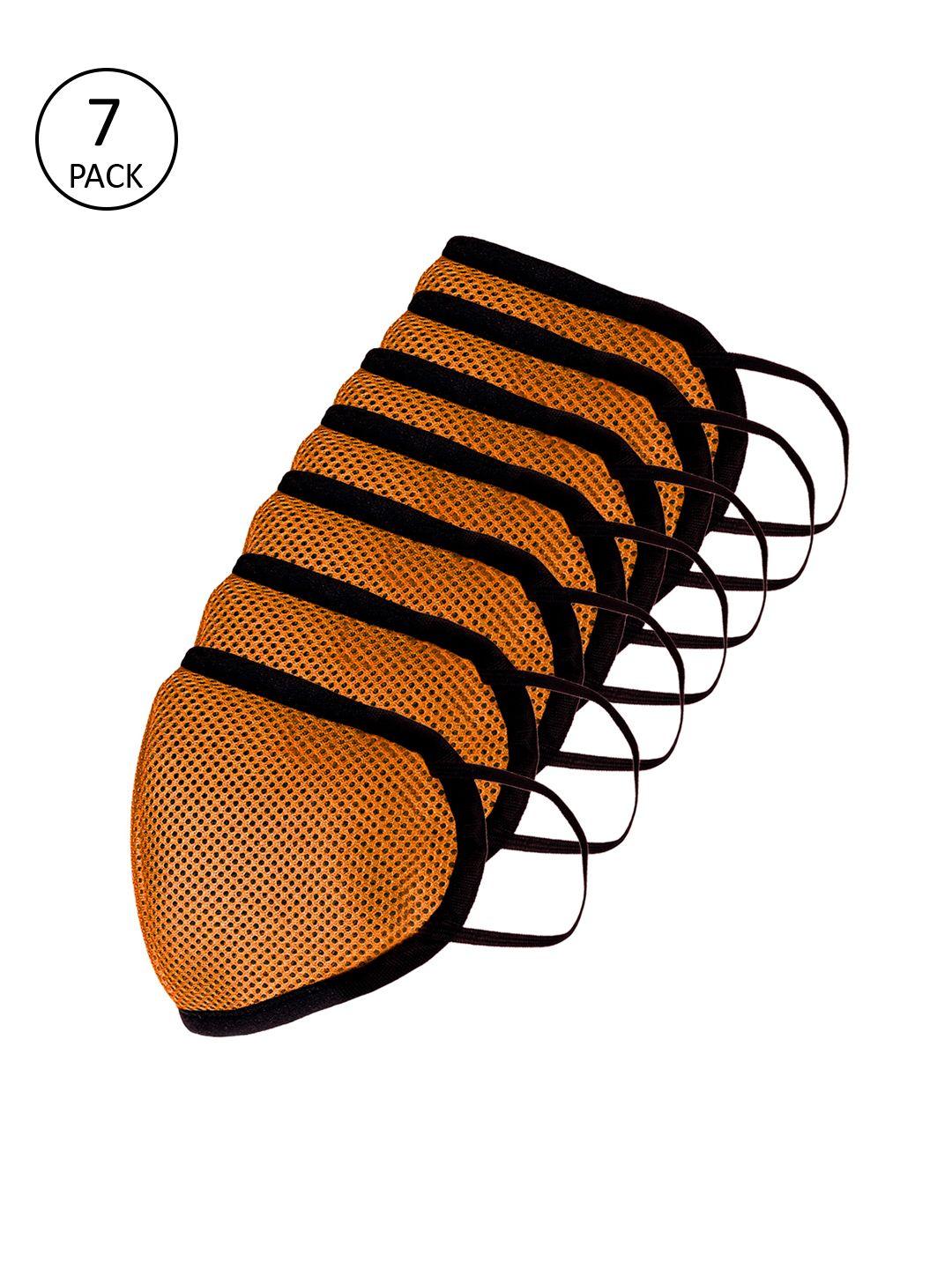 teakwood leathers unisex 7 pcs orange 3-ply hypashield anti-pollution outdoor masks