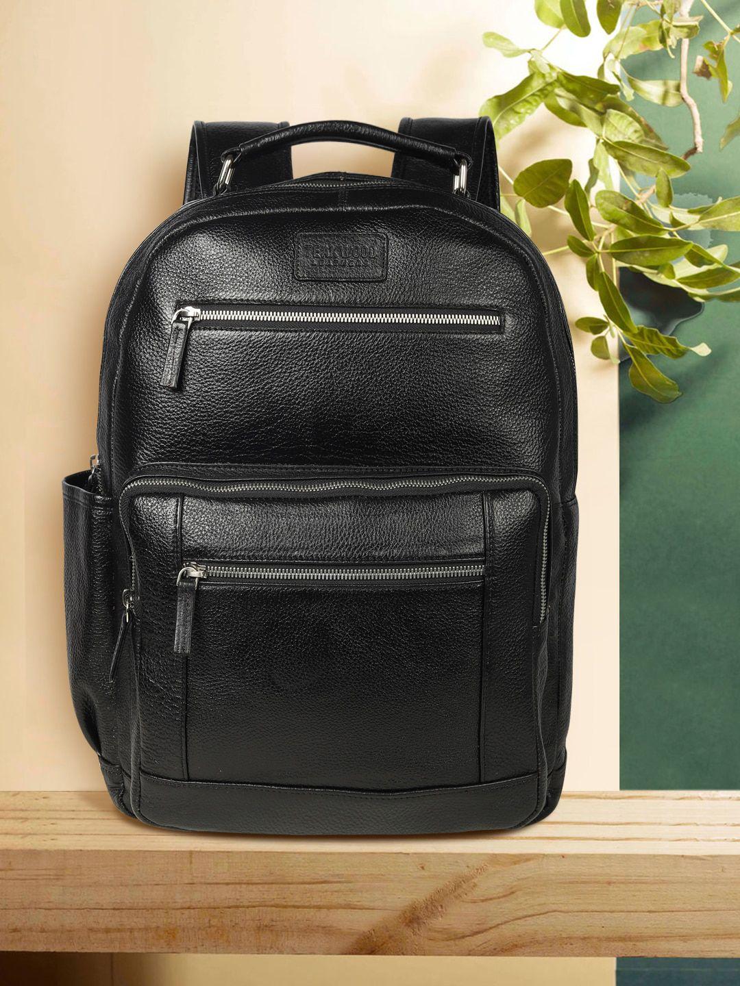 teakwood leathers unisex black backpack