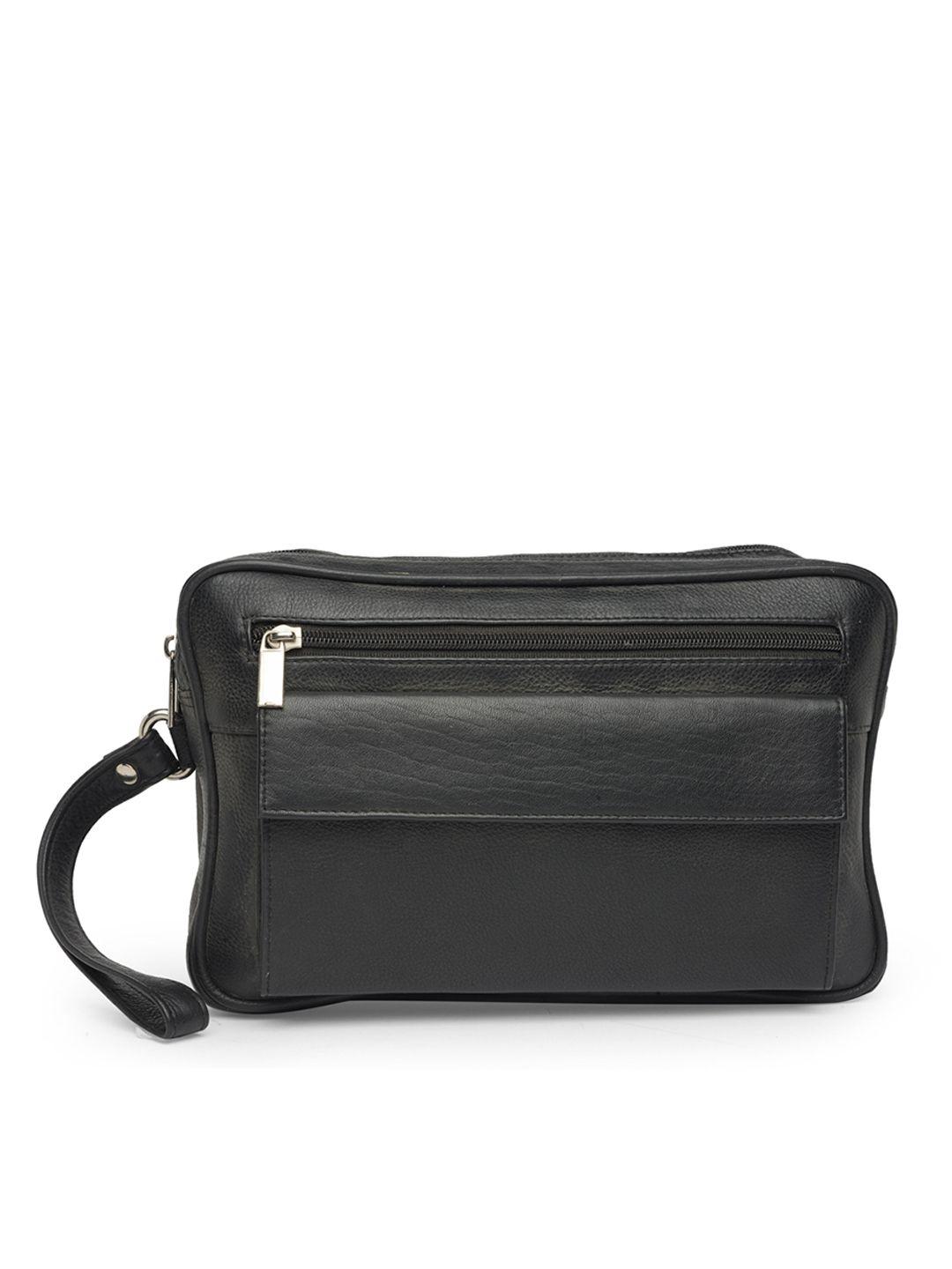 teakwood leathers unisex black solid messenger bag