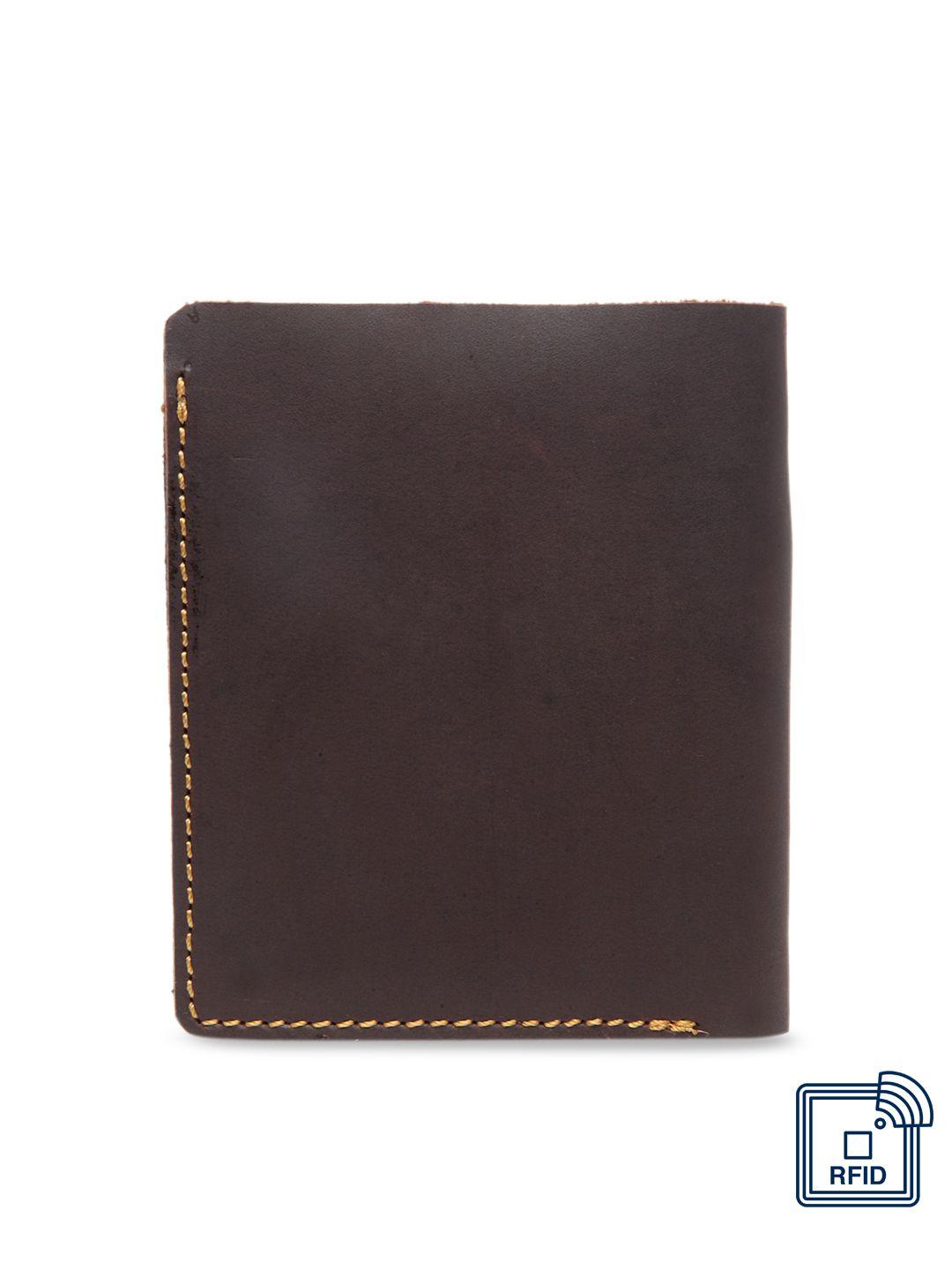 teakwood leathers unisex brown solid card holder