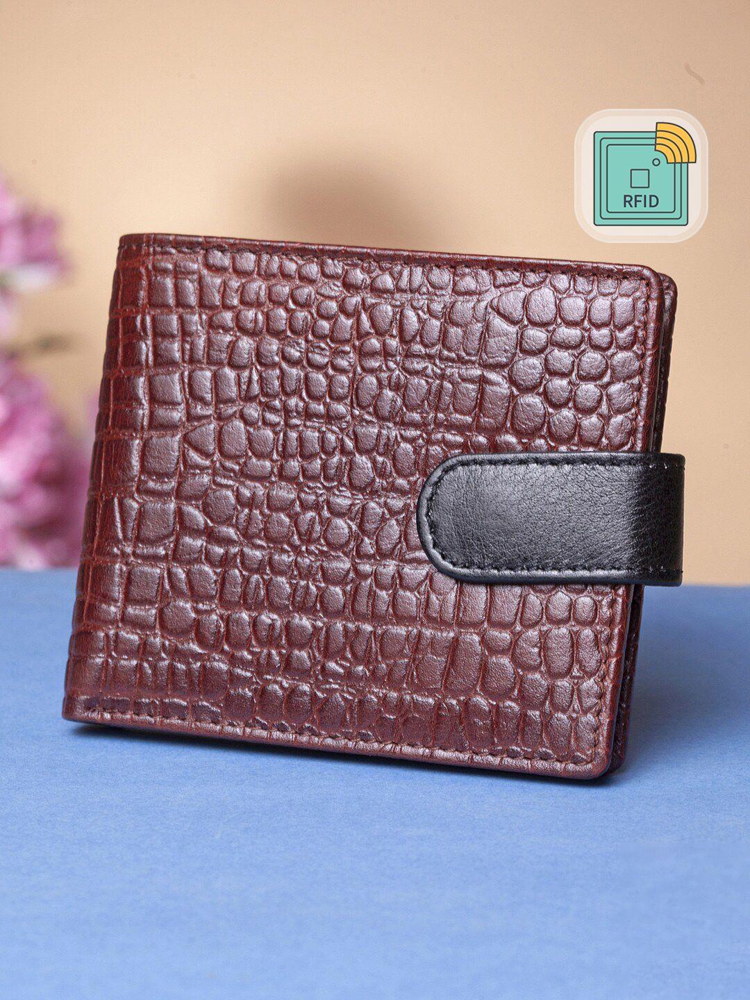 teakwood leathers unisex brown textured two fold wallet