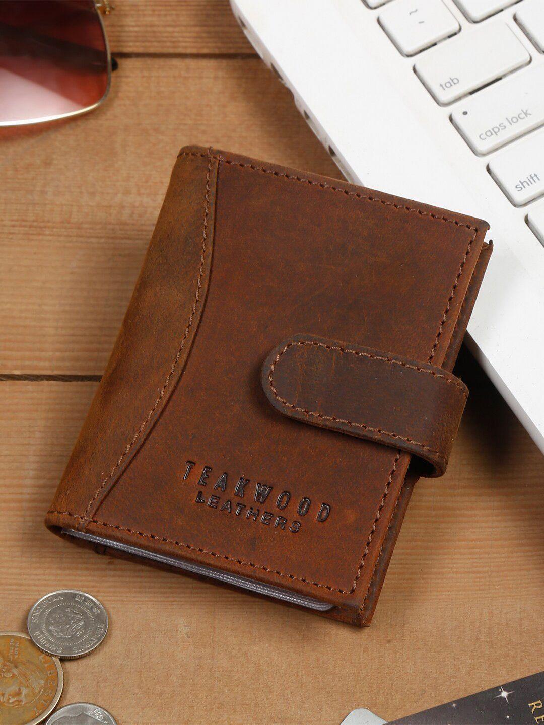 teakwood leathers unisex rfid textured leather card holder