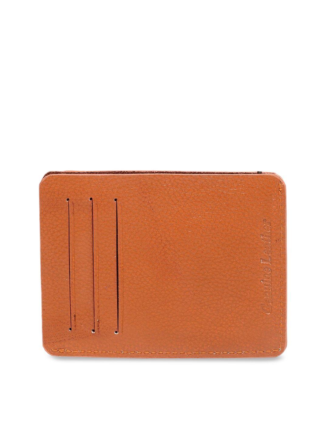 teakwood leathers unisex tan brown solid card holder