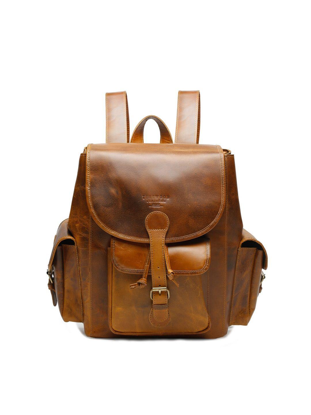 teakwood leathers unisex tan solid leather backpack