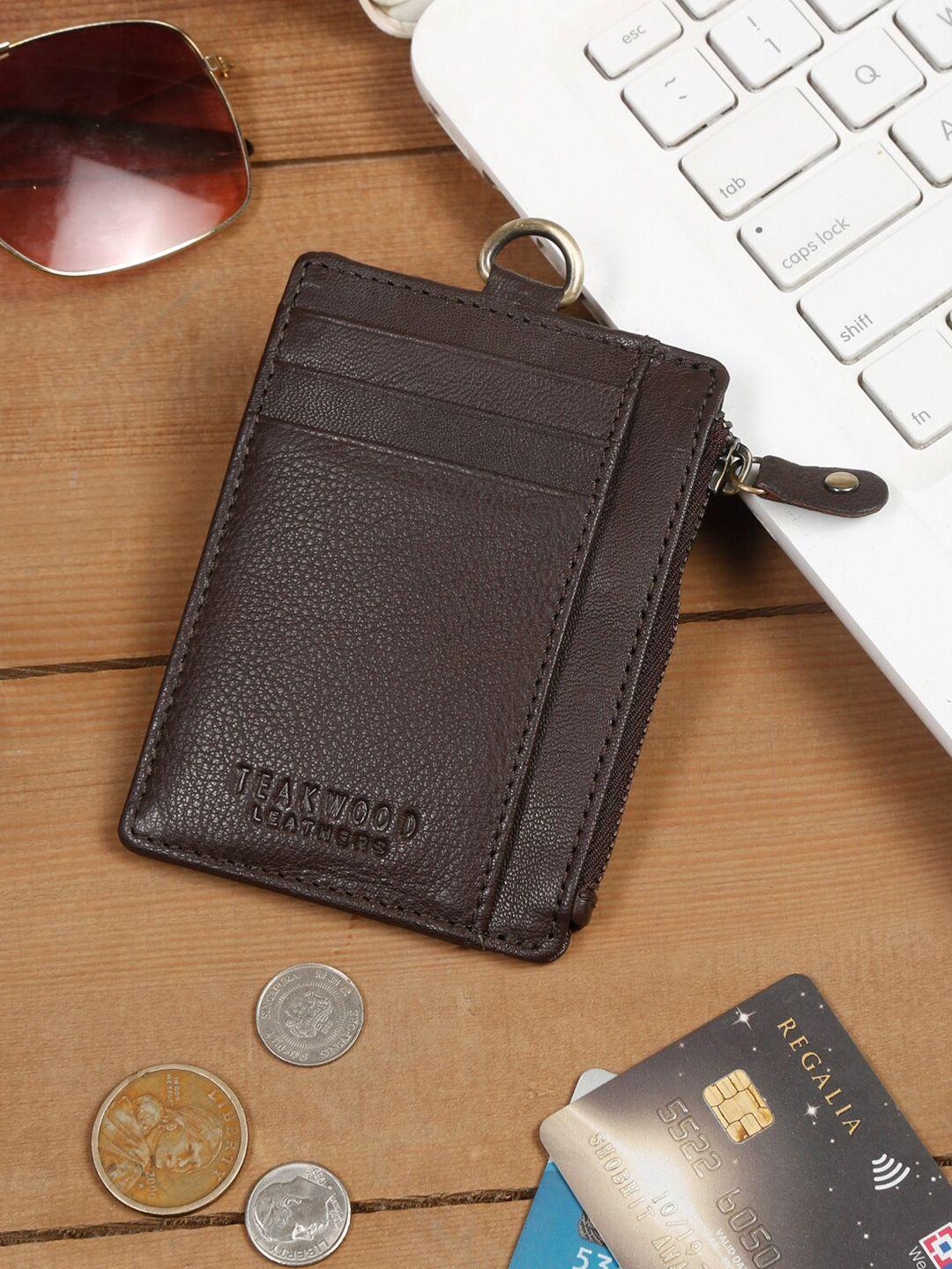 teakwood leathers unisex textured rfid leather card holder