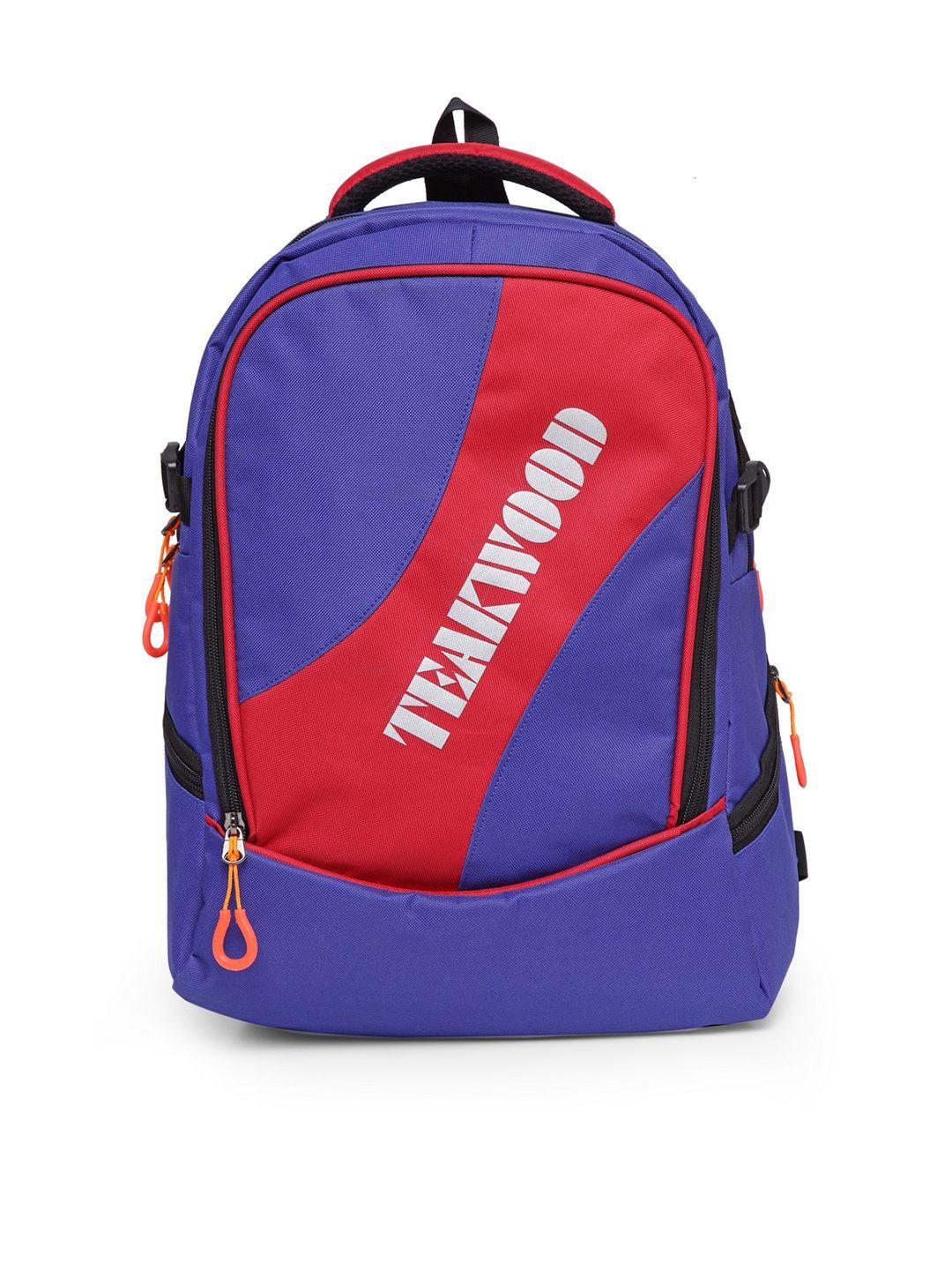 teakwood leathers unisex violet & red colourblocked backpack