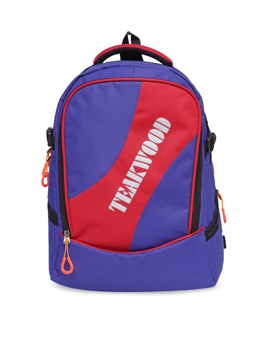 teakwood leathers unisex violet & red colourblocked backpack
