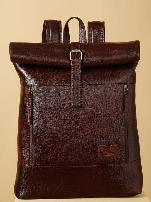 teakwood leathers vintage rolling cherry leather medium backpack