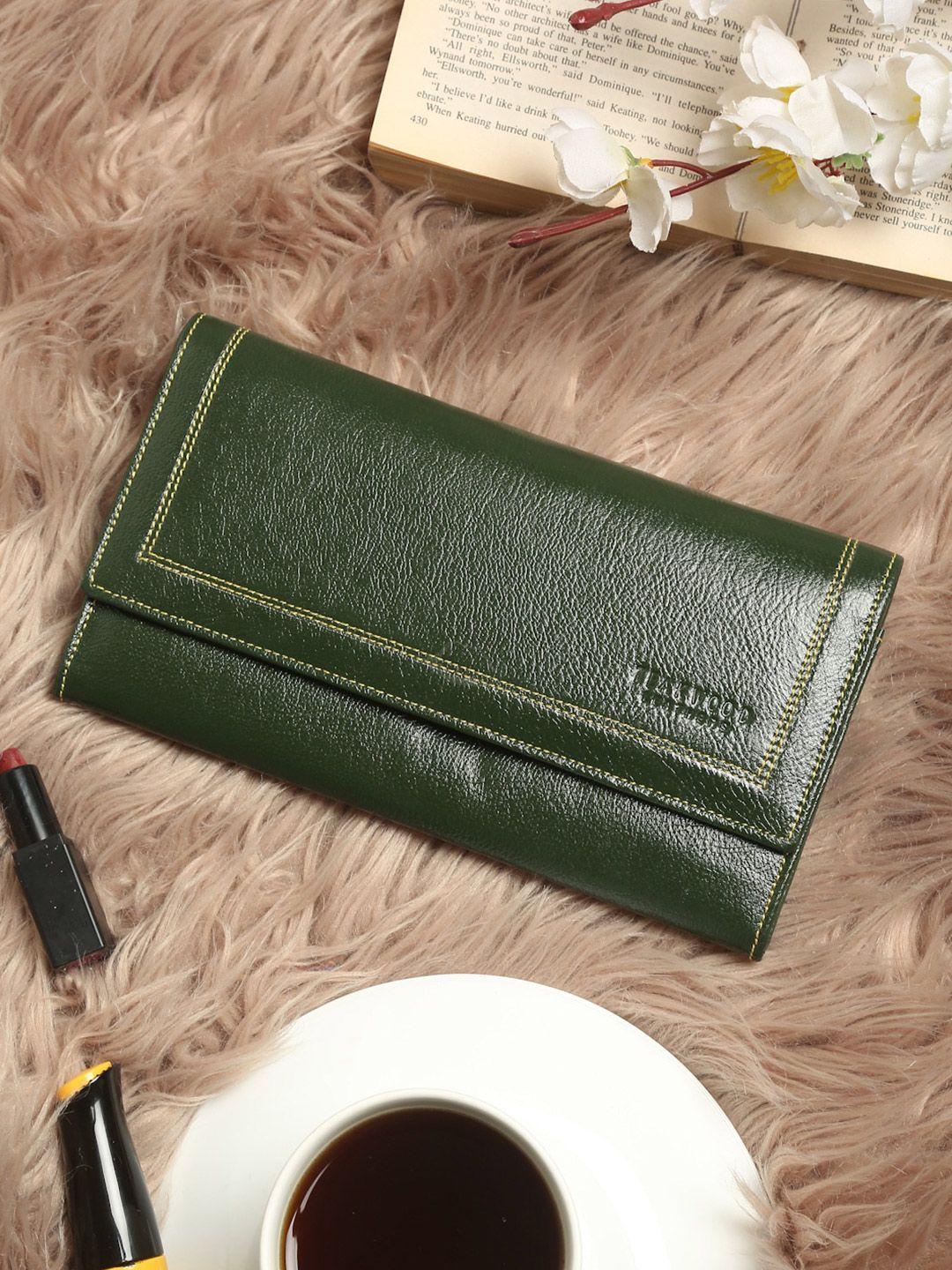 teakwood leathers women olive green solid leather two fold wallet