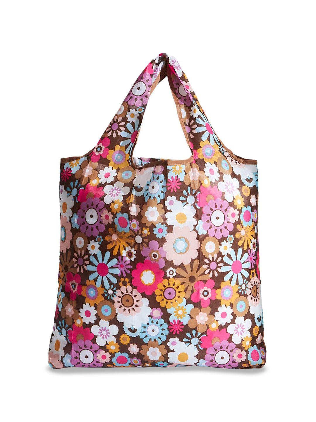 teal by chumbak floral printed oversized pu tote bag