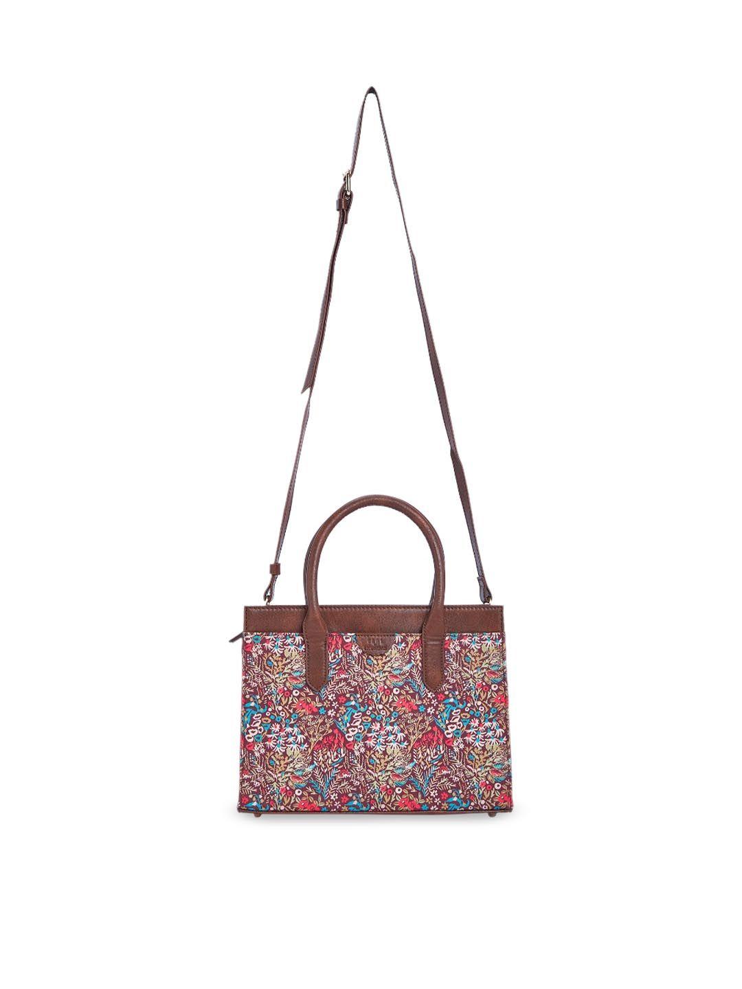 teal by chumbak floral printed structured handheld bag