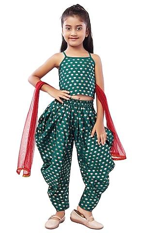 teal-foil-printed-dhoti-set-for-girls