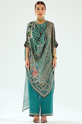 teal-silk-printed-kaftan-tunic