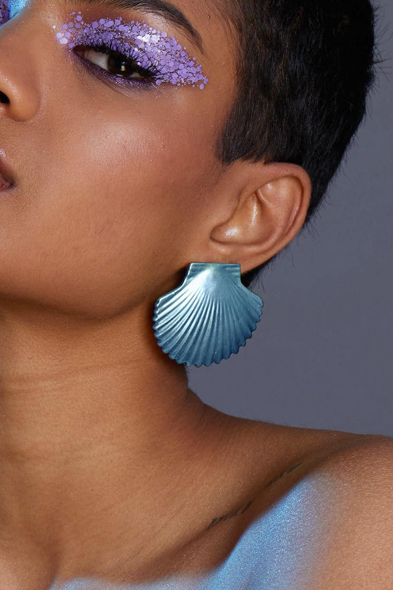 teal blue tops shell earring