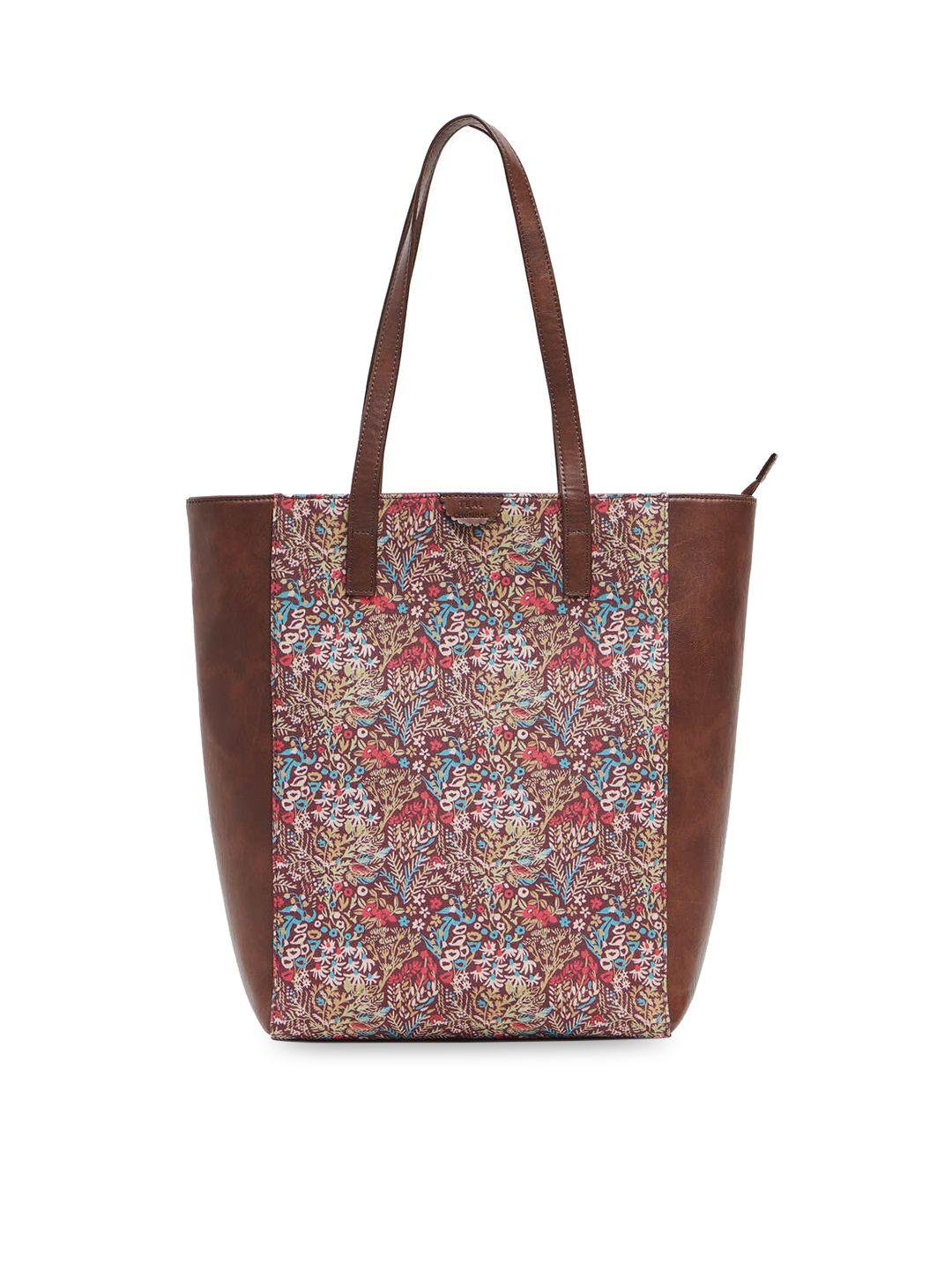 teal by chumbak floral printed oversized shopper tote bag